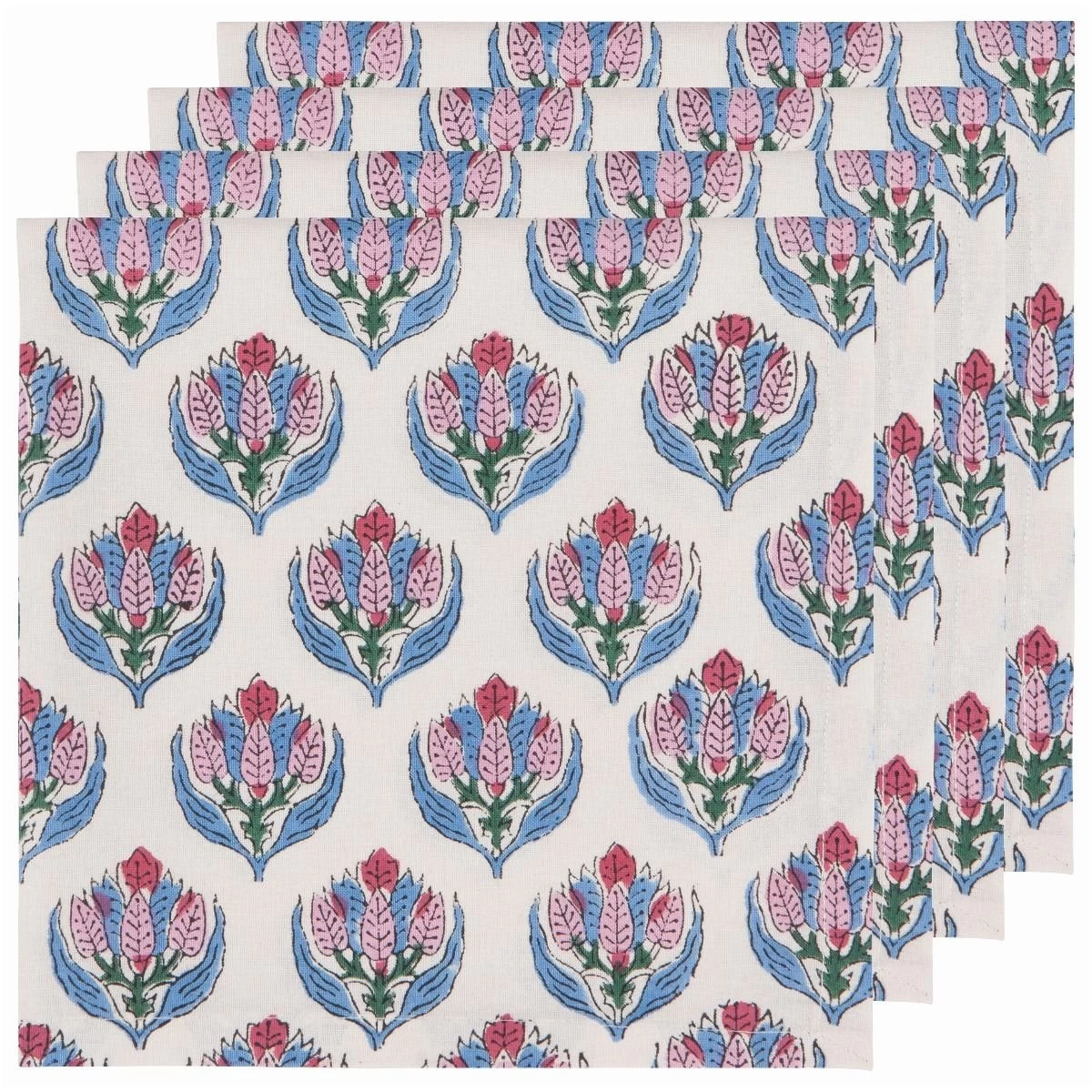 Danica Heirloom 18" Block Print Napkins (Set Of 4) | Bouquet