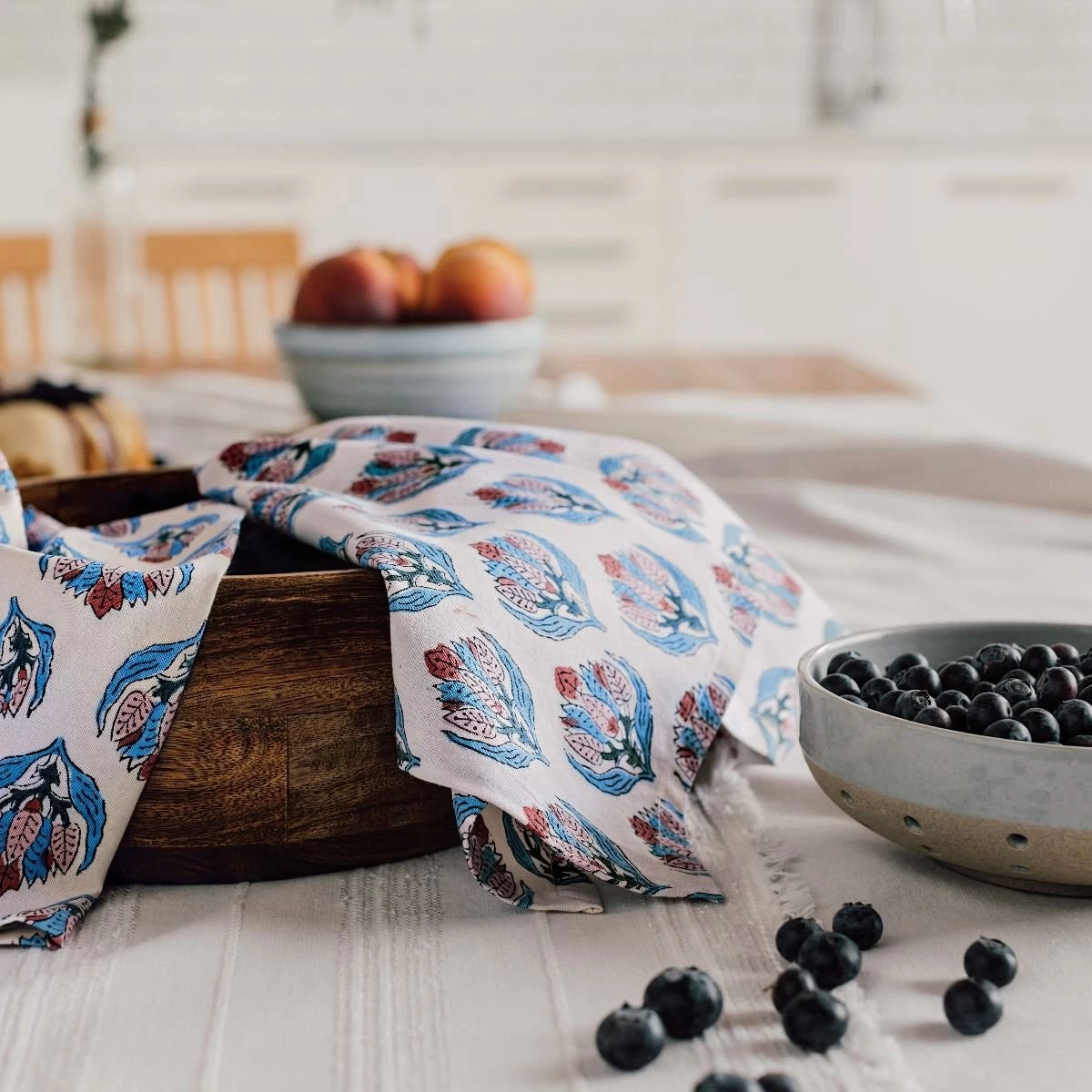 Danica Heirloom 18" Block Print Napkins (Set Of 4) | Bouquet - Image 2