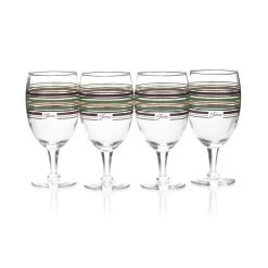 Fiesta® 16oz All Purpose Goblet Glassware (Set Of 4) | Sage Fiesta® Stripes
