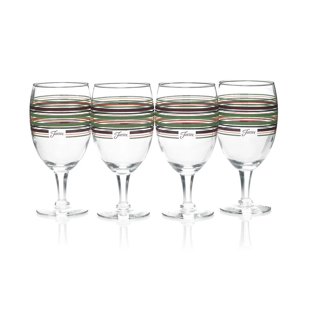 Fiesta® 16oz All Purpose Goblet Glassware (Set Of 4) | Sage Fiesta® Stripes