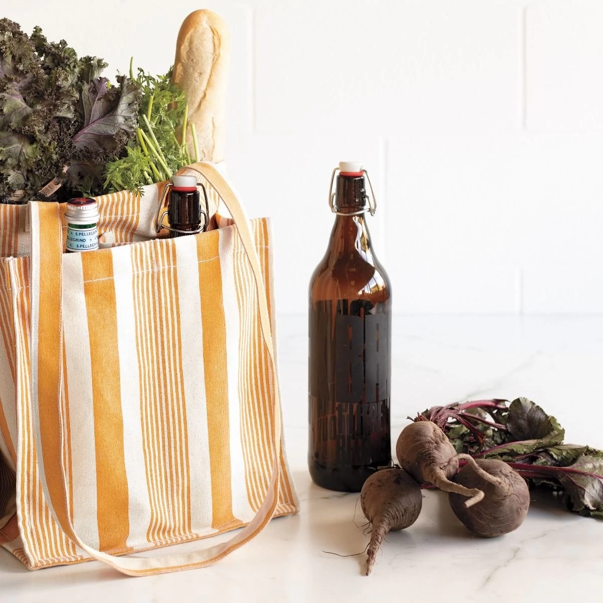 Now Designs By Danica Shopping Tote | Ochre Stripe - Image 3