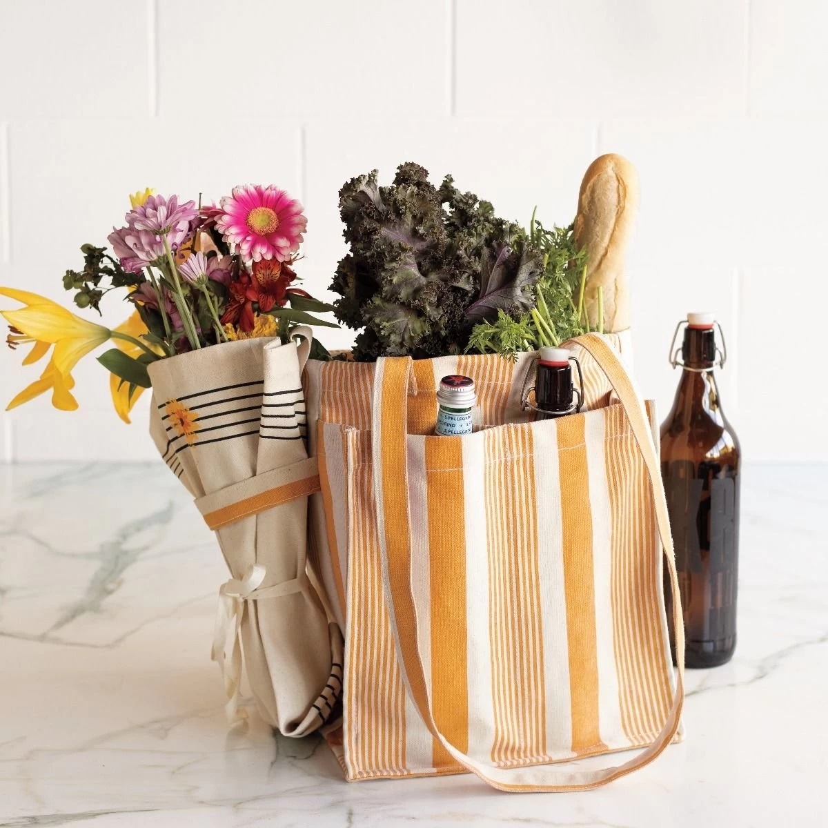 Now Designs By Danica Shopping Tote | Ochre Stripe - Image 2