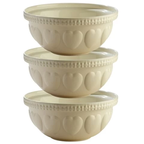 Mason Cash - Hearts Mixing Bowl Cream 29cm/4L Set 3pce