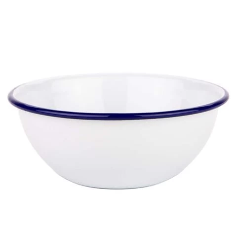 Falcon - Enamel Mixing Bowl White & Blue 14cm