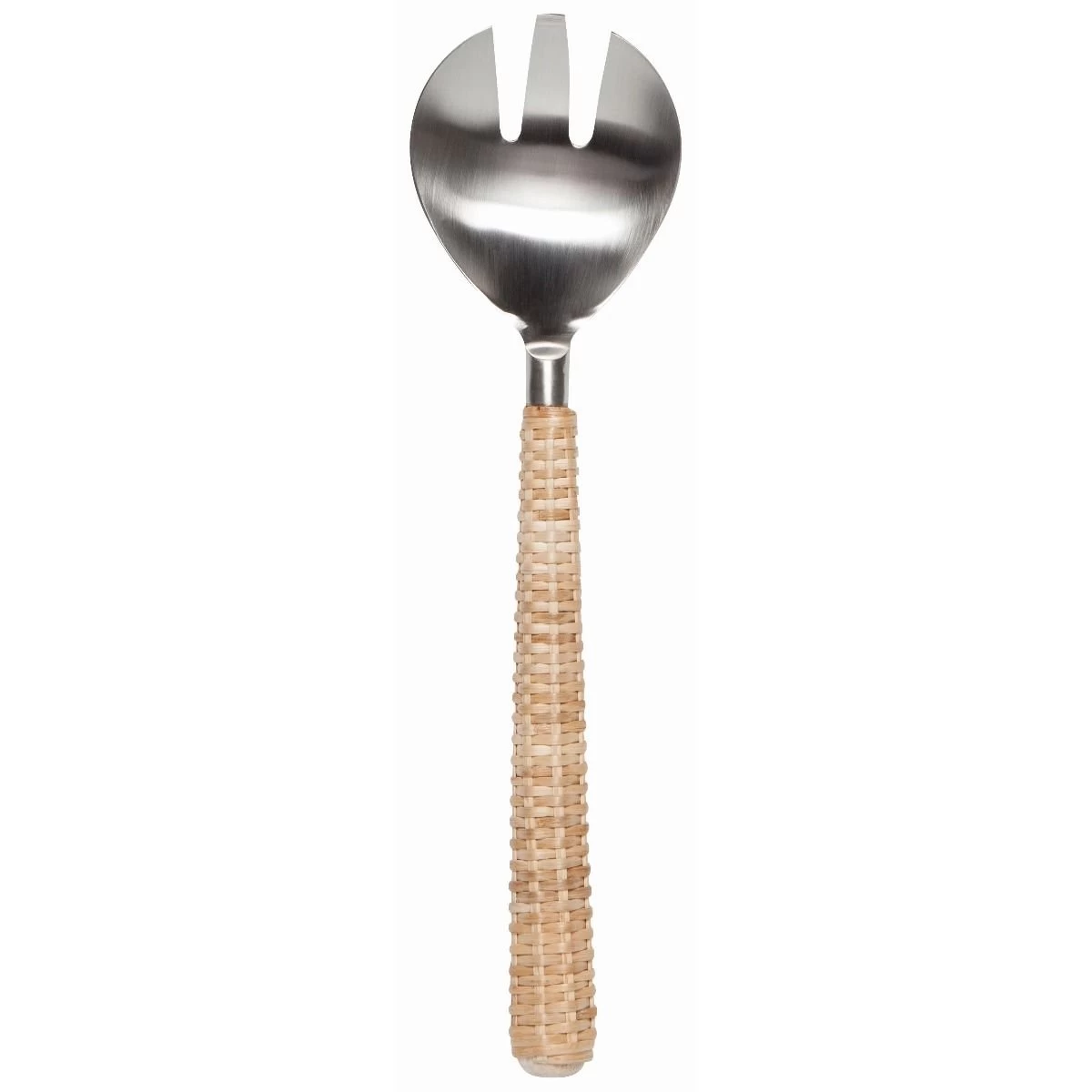 Danica Heirloom 2-Piece Salad Servers Set | Matte Steel & Rattan - Image 2