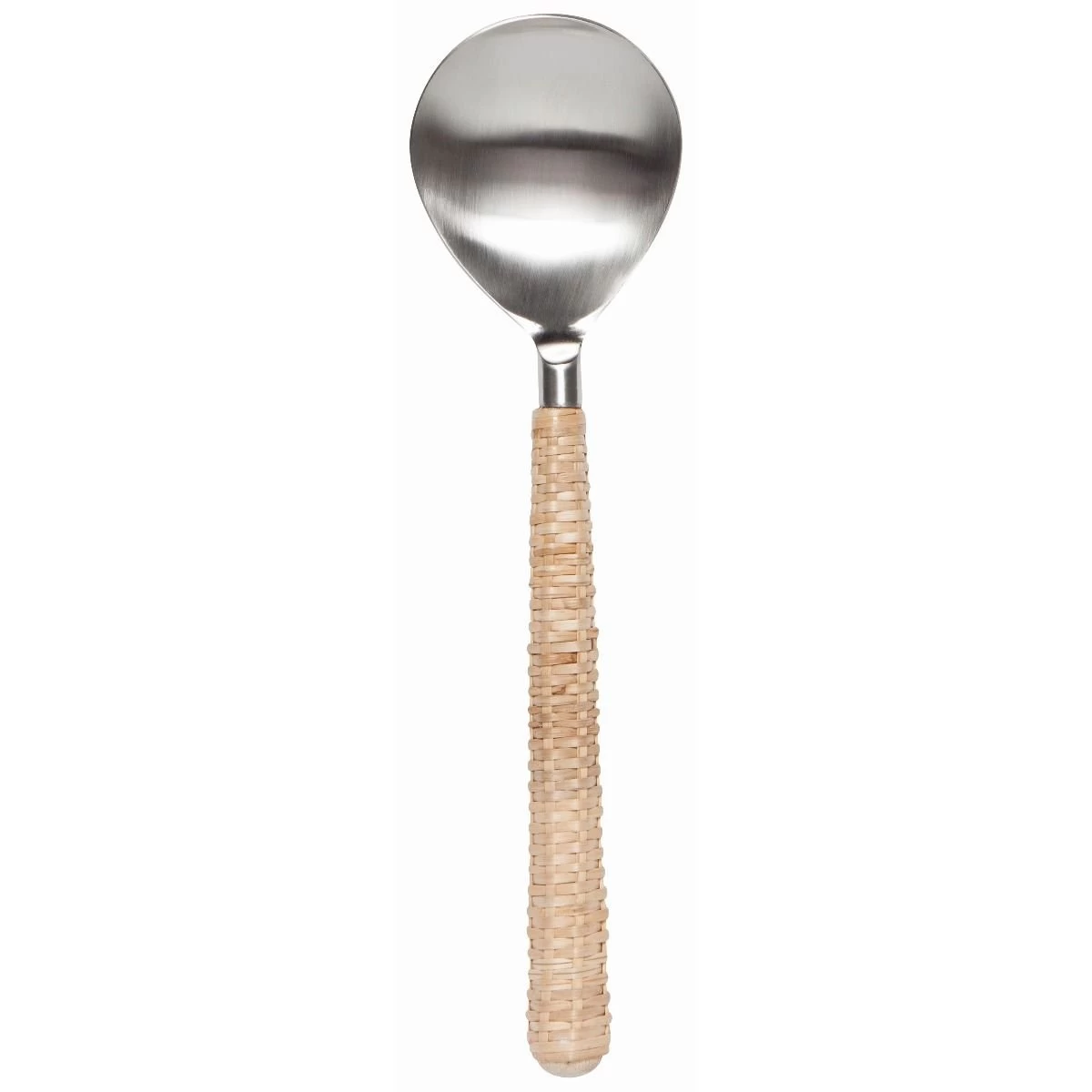 Danica Heirloom 2-Piece Salad Servers Set | Matte Steel & Rattan - Image 3