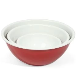 Falcon - Enamel Mixing Bowl Set Deluxe Red/White 3pce