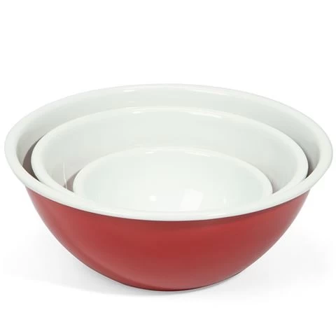 Falcon - Enamel Mixing Bowl Set Deluxe Red/White 3pce