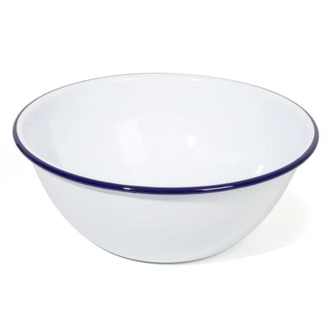 Falcon - Enamel Mixing Bowl White & Blue Rim 24cm