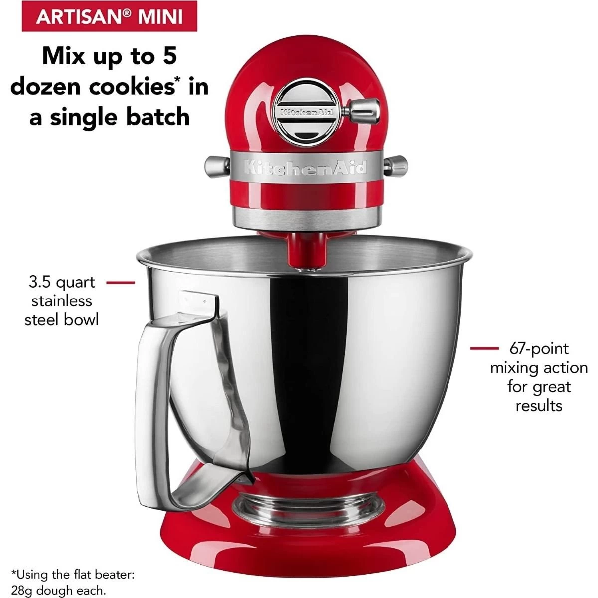 KitchenAid 3.5-Quart Artisan Mini Plus Tilt-Head Stand Mixer | Empire Red - Image 3
