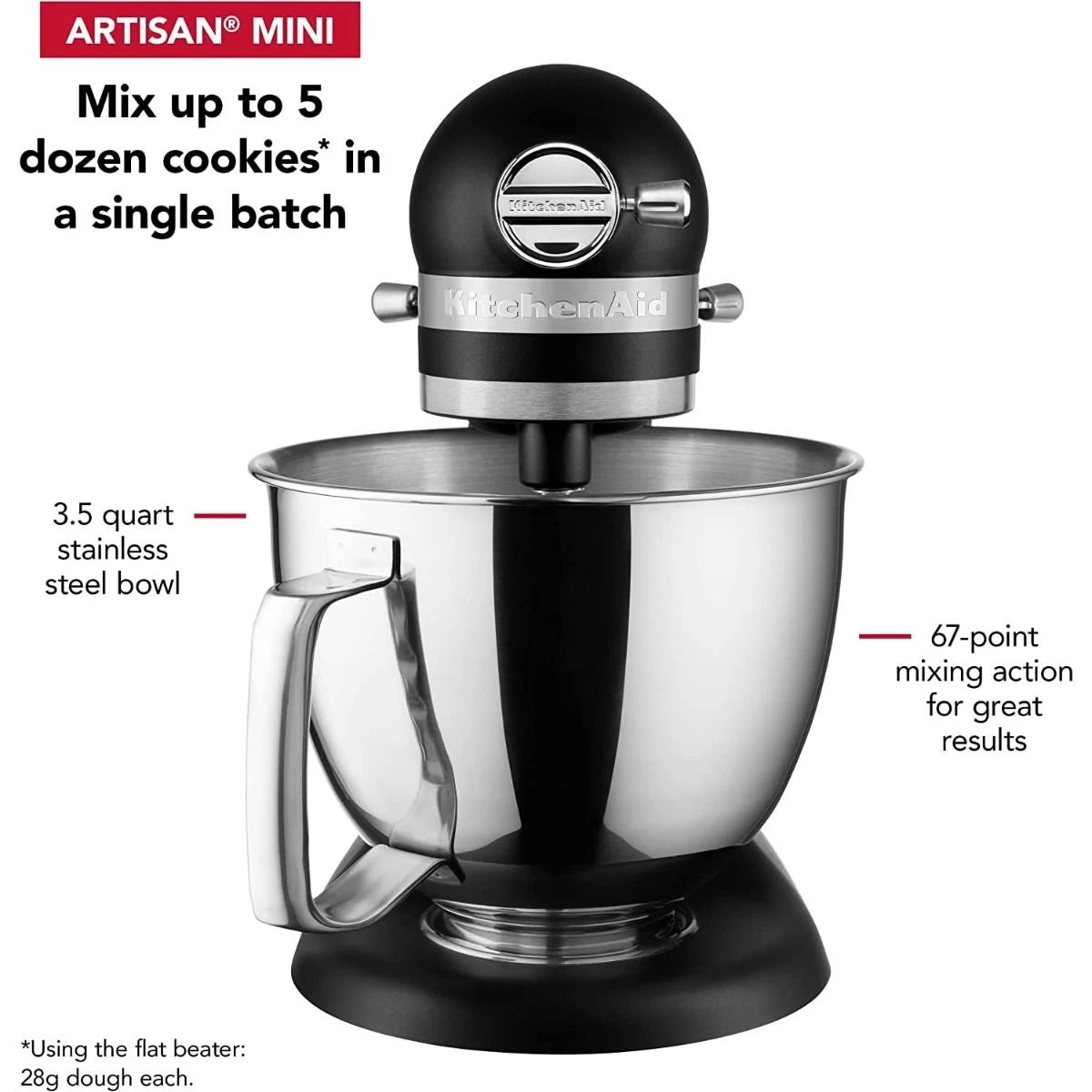KitchenAid 3.5-Quart Artisan Mini Plus Tilt-Head Stand Mixer | Cast Iron Black - Image 3