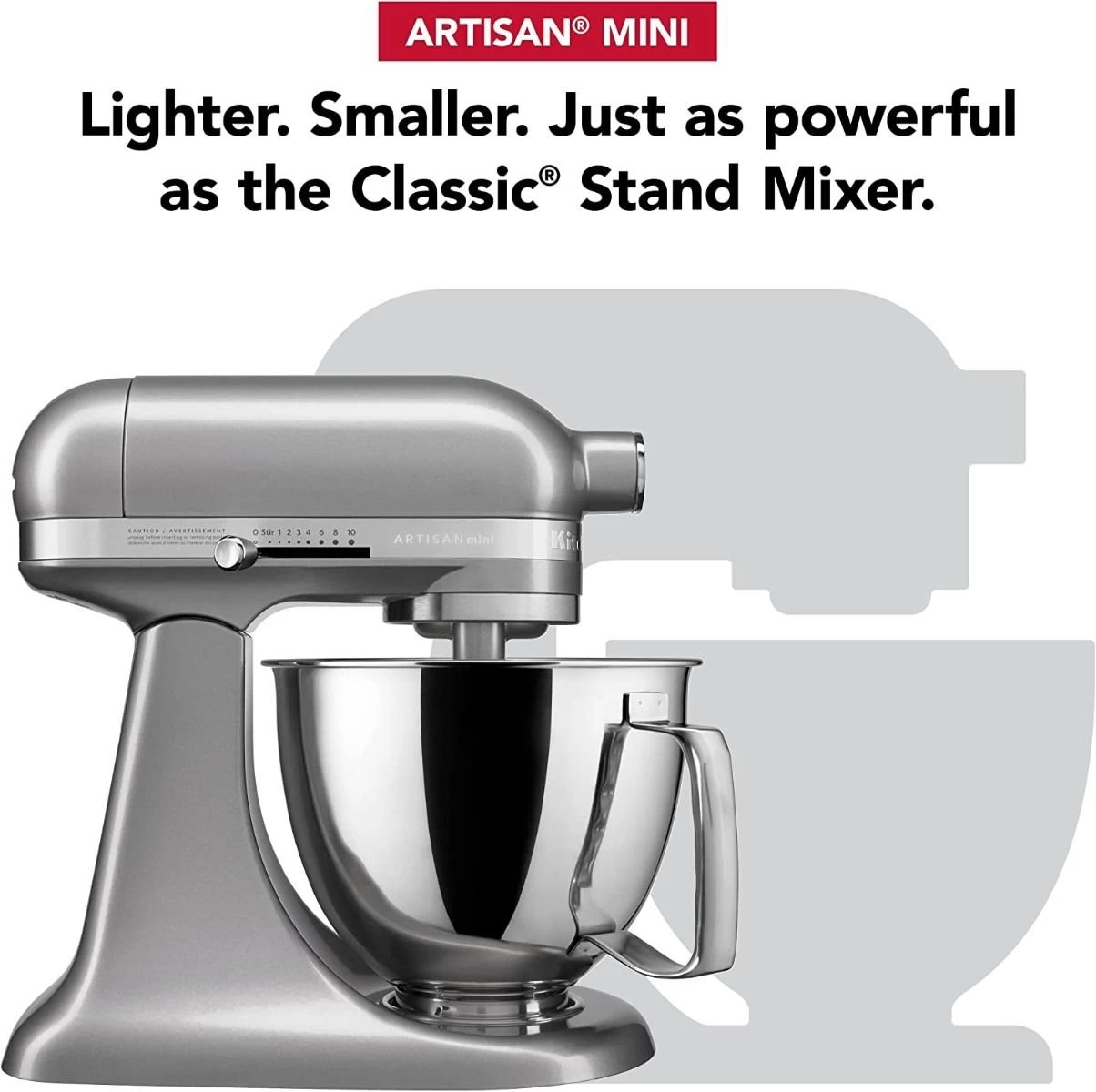 KitchenAid 3.5-Quart Artisan Mini Plus Tilt-Head Stand Mixer | Contour Silver - Image 2
