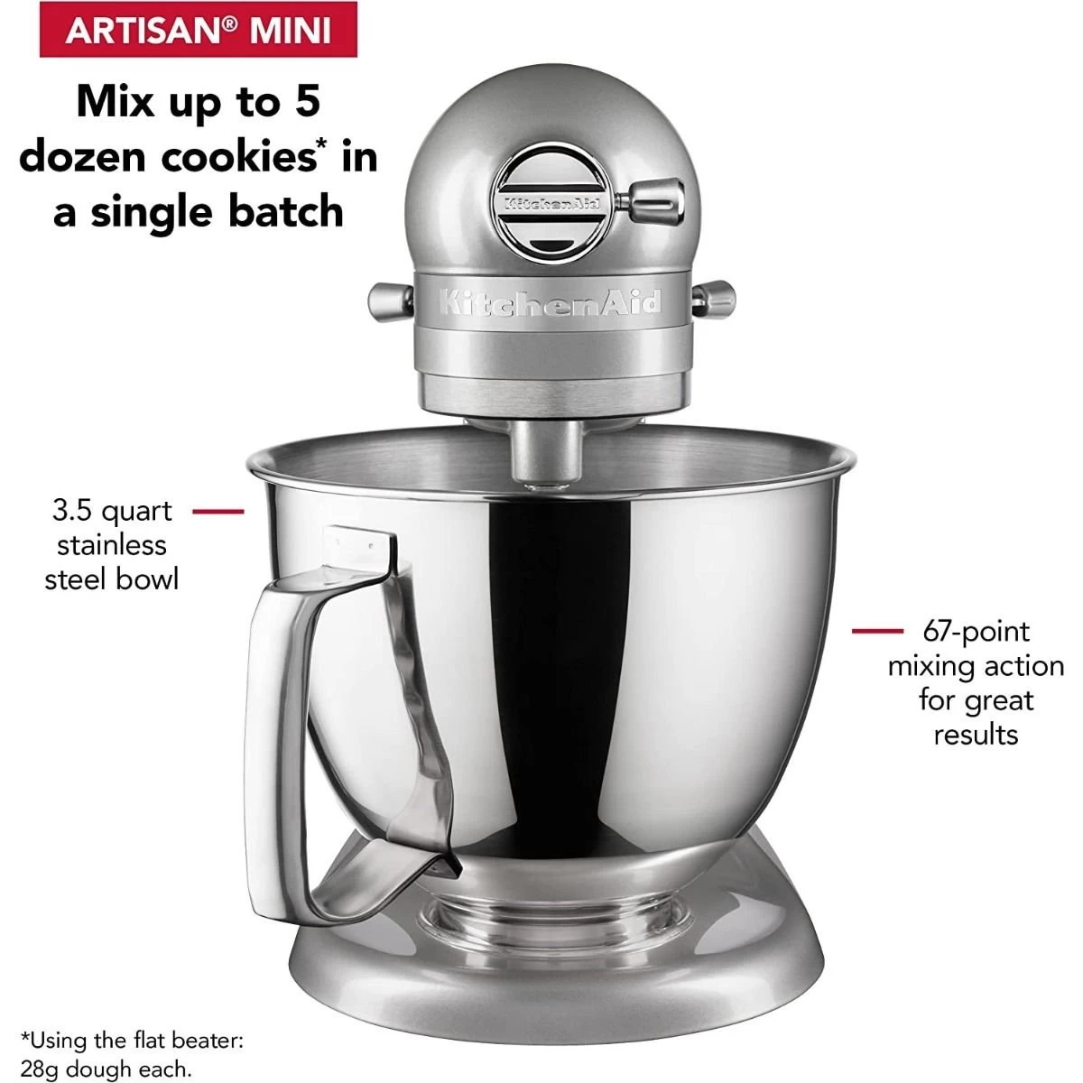 KitchenAid 3.5-Quart Artisan Mini Plus Tilt-Head Stand Mixer | Contour Silver - Image 3
