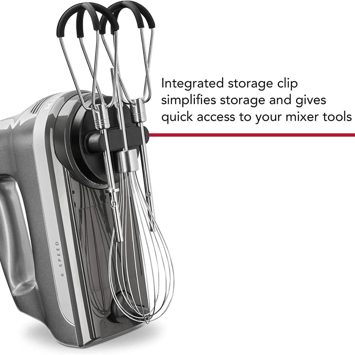 KitchenAid 6-Speed Hand Mixer With Flex Edge Beaters | Contour Silver - Image 3