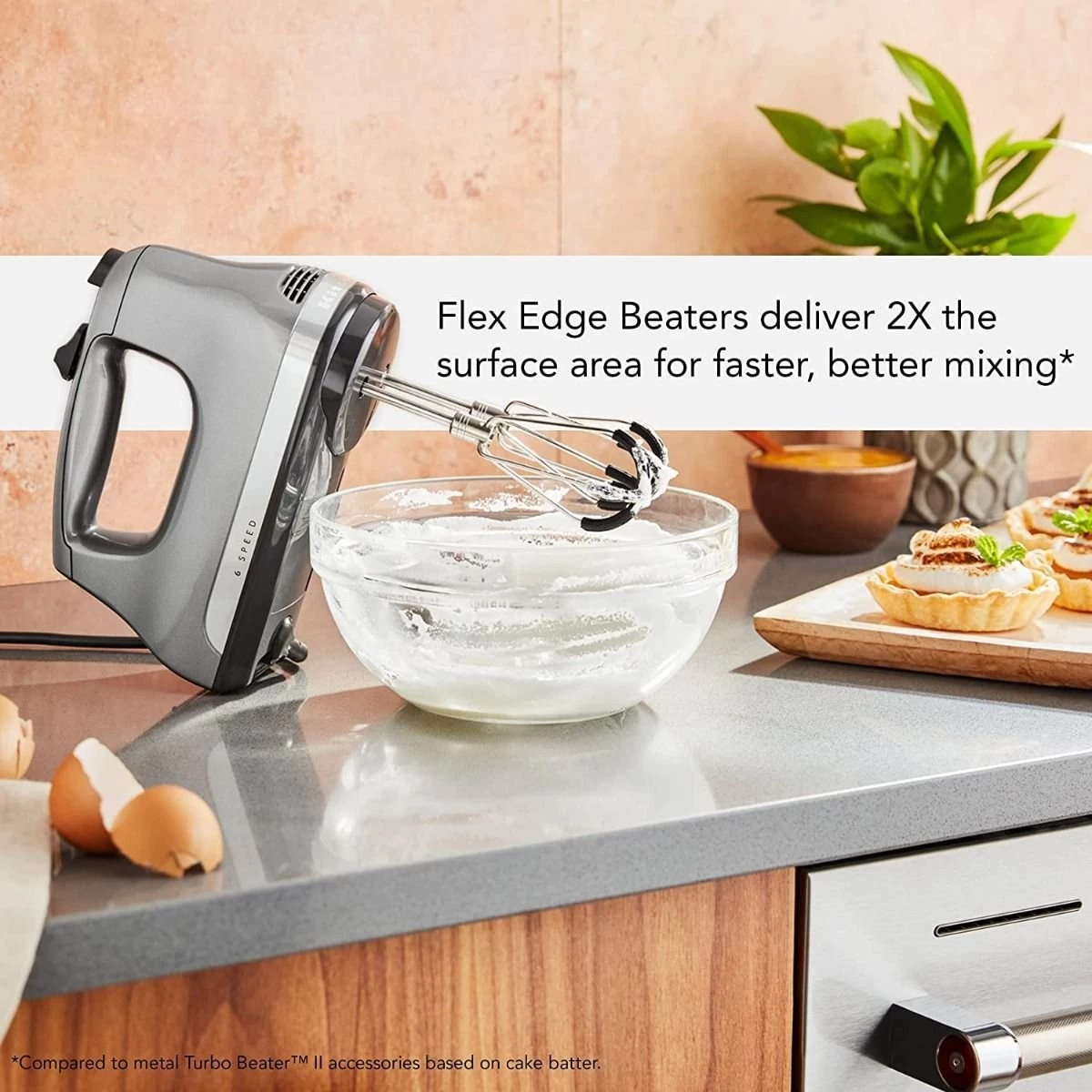 KitchenAid 6-Speed Hand Mixer With Flex Edge Beaters | Contour Silver - Image 2