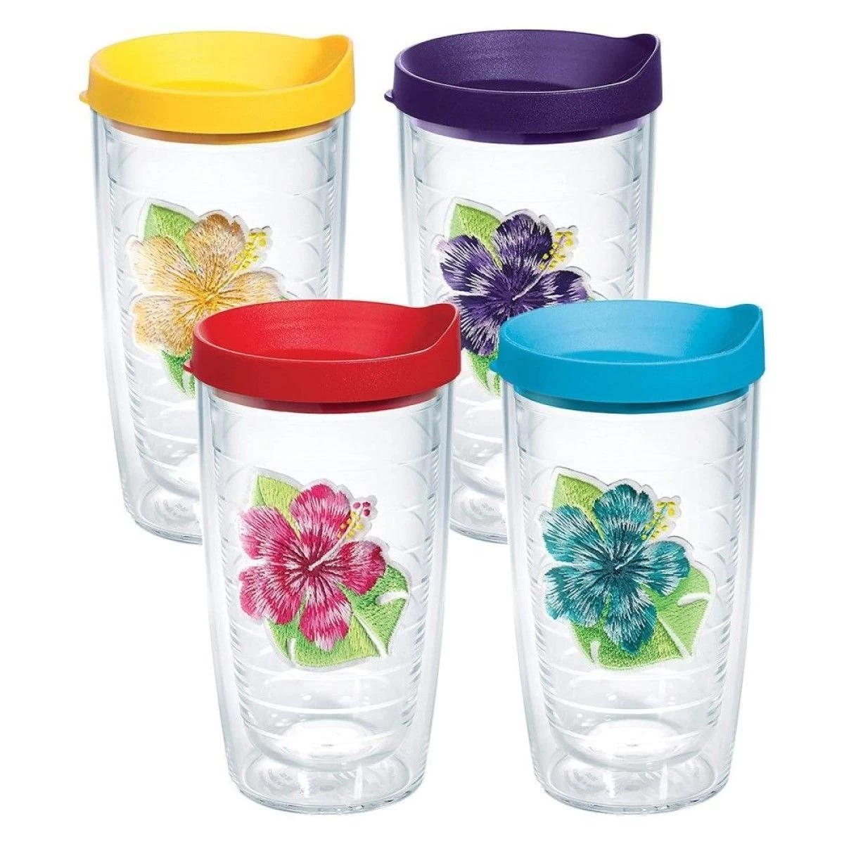 TervisĀ® 16oz Double-Walled Insulated Tumblers With Lids | Island Hibiscus - 4-pack
