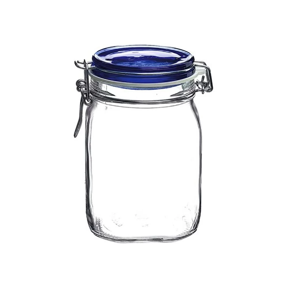 Bormioli Rocco 1L Swing Top Fido Glass Jars - Blue Lid | 30-pack - Image 2
