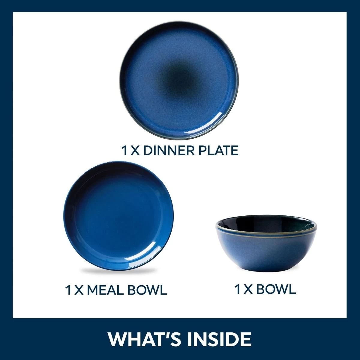 Corelle Stoneware 3-Piece Bistro Set | Navy - Image 2