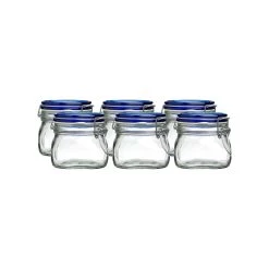 Bormioli Rocco 0.5L Swing Top Fido Canning Jars - Blue Lid | 6-pack