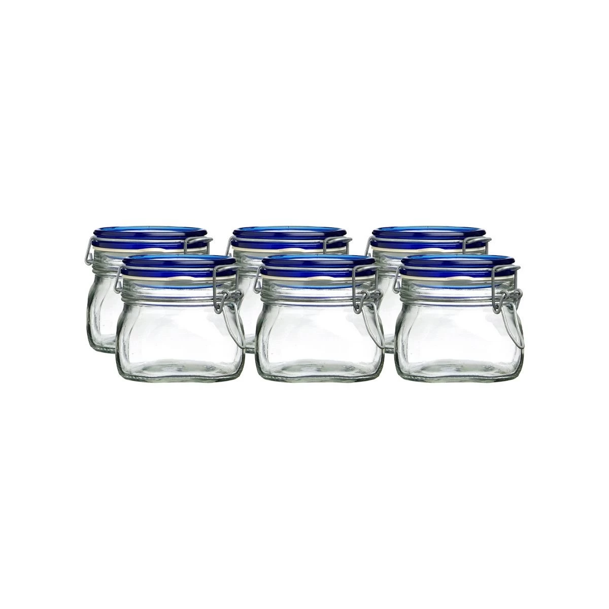 Bormioli Rocco 0.5L Swing Top Fido Canning Jars - Blue Lid | 6-pack