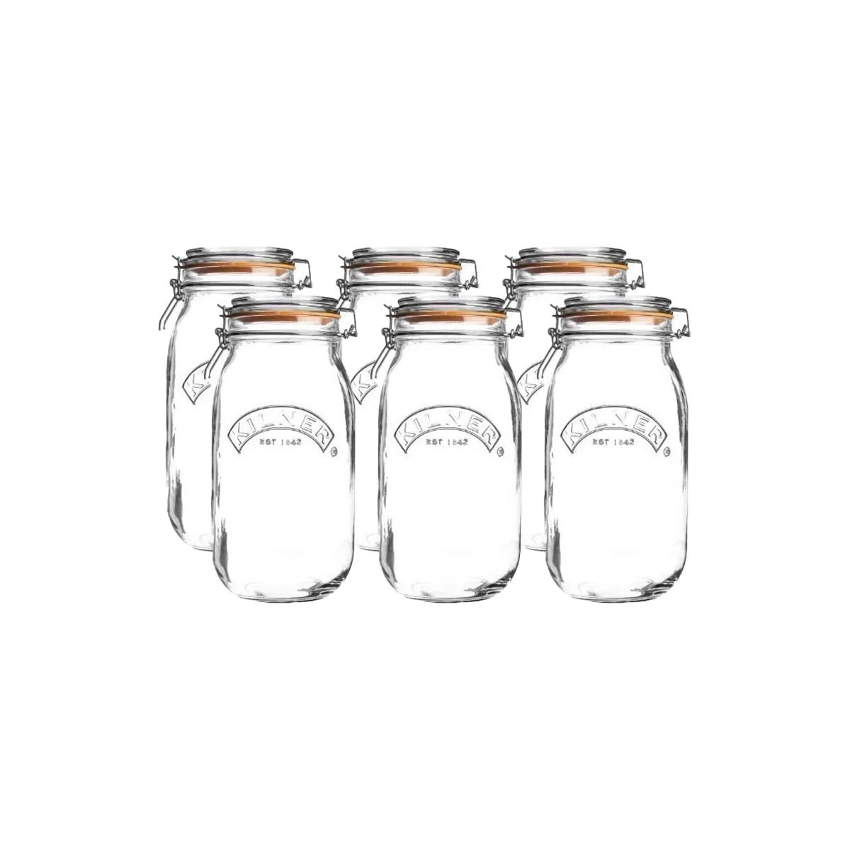 Kilner Swing Top Round Glass Jars (Set Of 6) | 3L