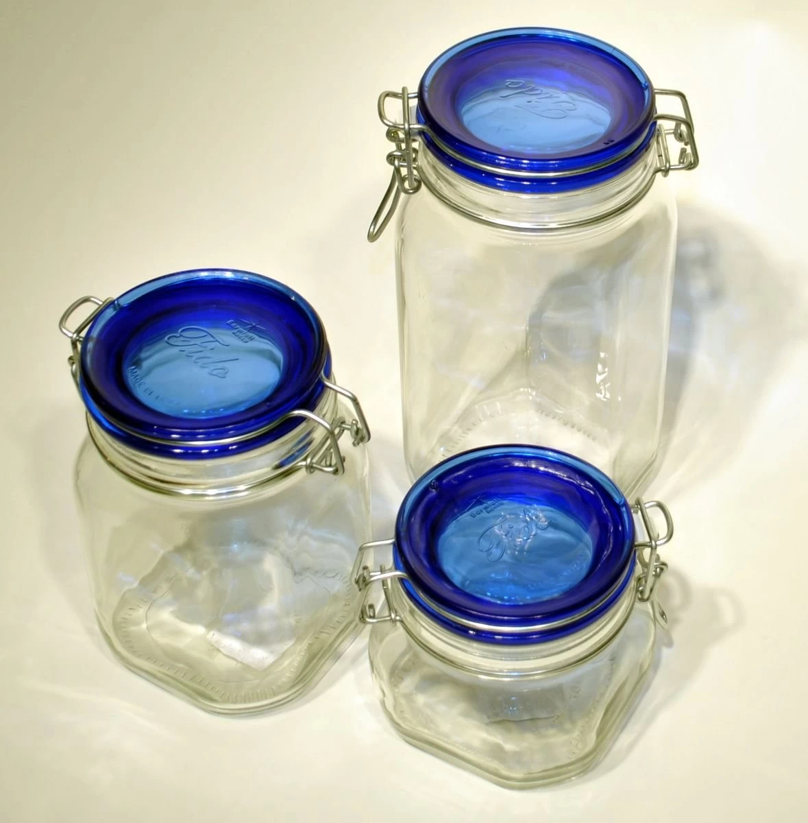 Bormioli Rocco 0.5L Swing Top Fido Canning Jars - Blue Lid | 6-pack - Image 3