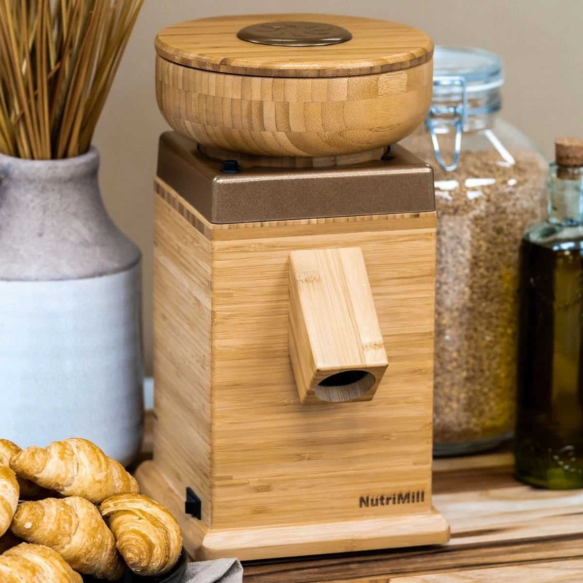 NutriMill Harvest Grain Mill | Gold + Cutting Board & Canister Bundle - Image 8