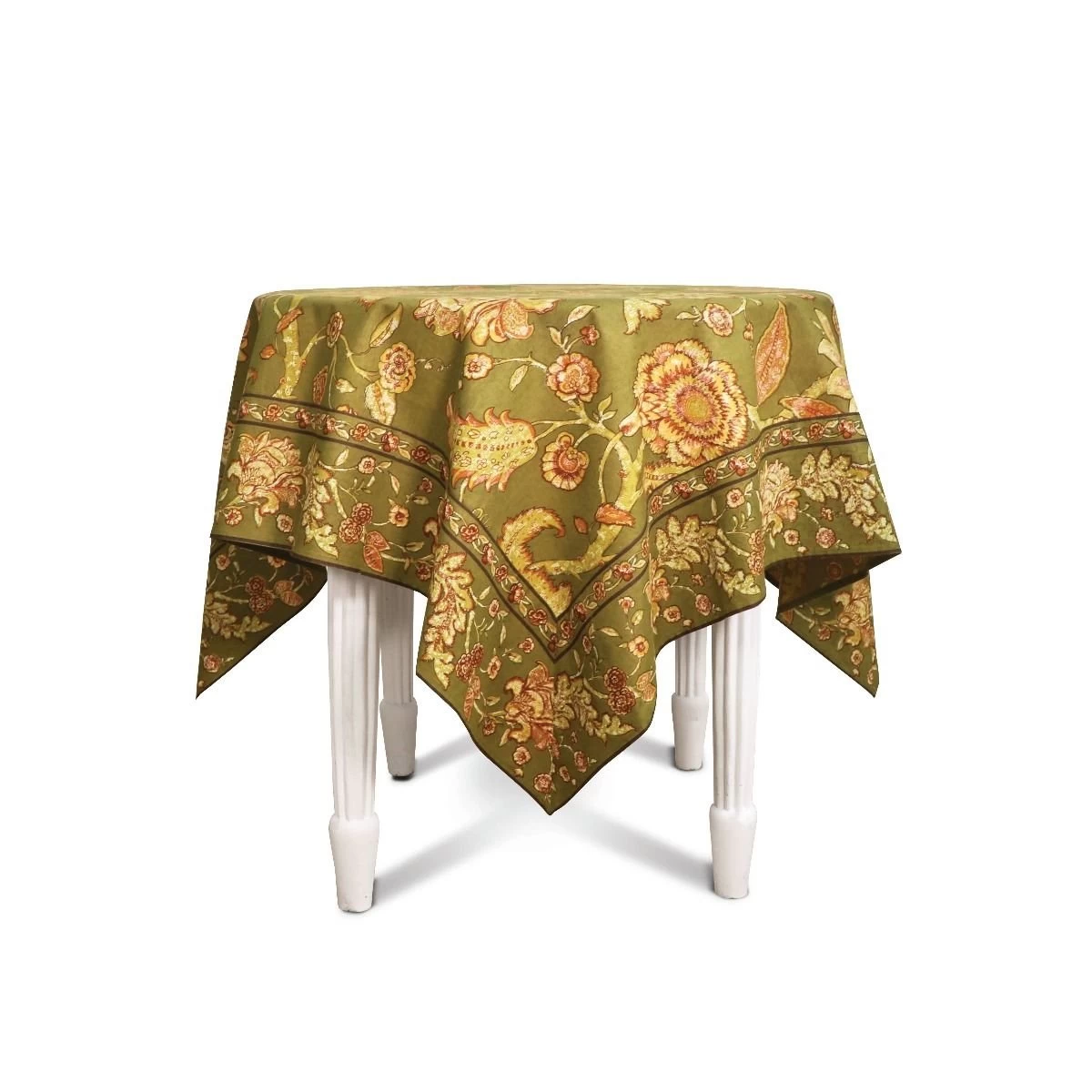 April Cornell 60" X 90" Jacobean Garden Dining Tablecloth | Olive