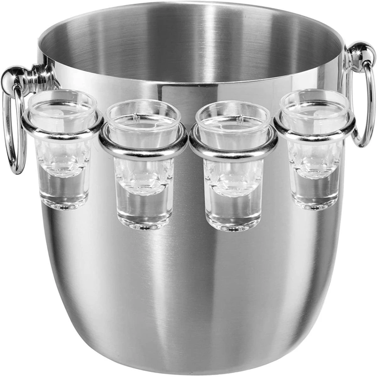 OGGI Stainless Steel Ice Bucket & Shot Glass Set | 9-Piece