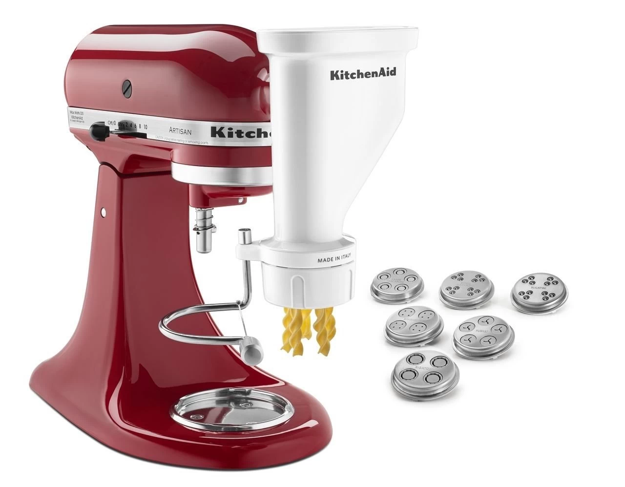 KitchenAid Gourmet Pasta Press Attachment (Bucatini, Rigatoni, Spaghetti, Fusilli, Large & Small Macaroni)