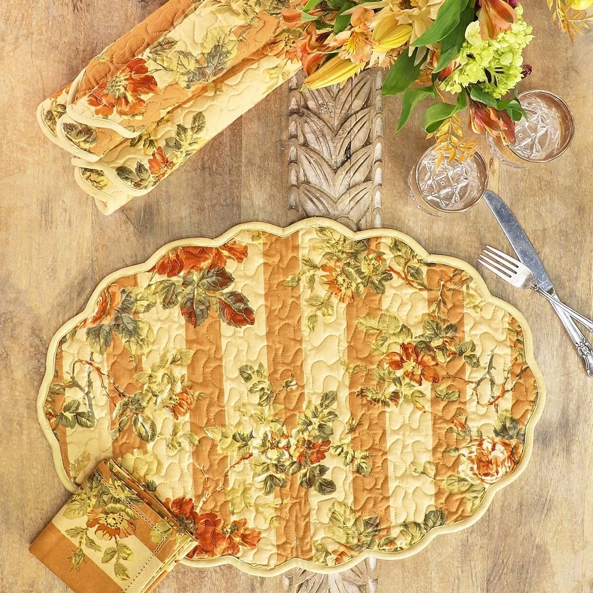 April Cornell Sonata Stripe Quilted Placemat (Set Of 4) | Gold - Image 2