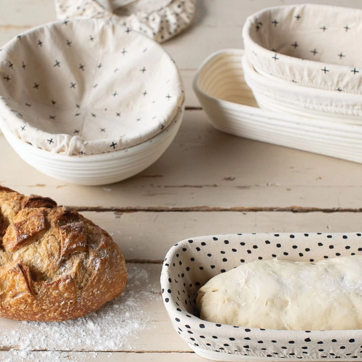 Now Designs By Danica Banneton Bread Proofing Liners | 13" X 5.5" Dot Rectangular - Image 2