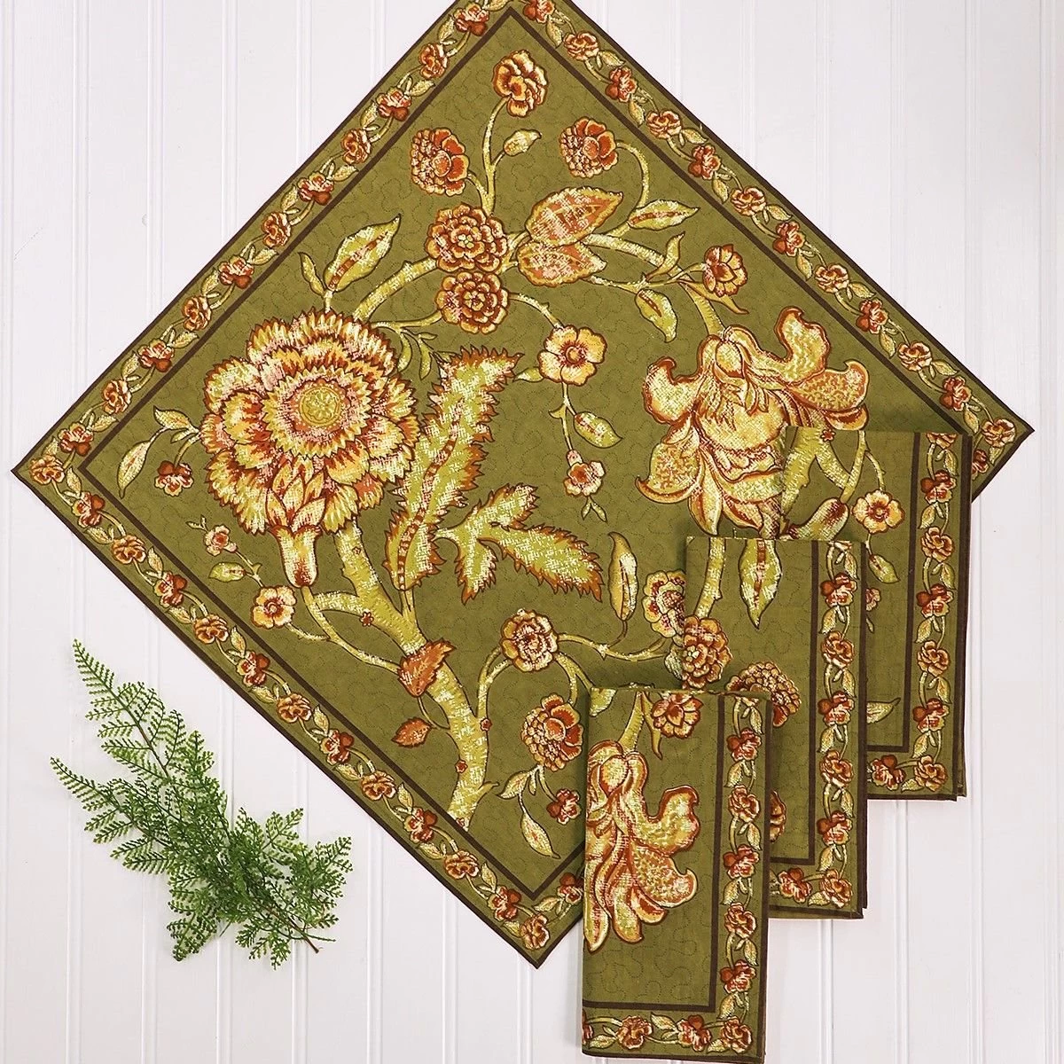 April Cornell Jacobean Garden Napkin (Set Of 4) | Olive - Image 3