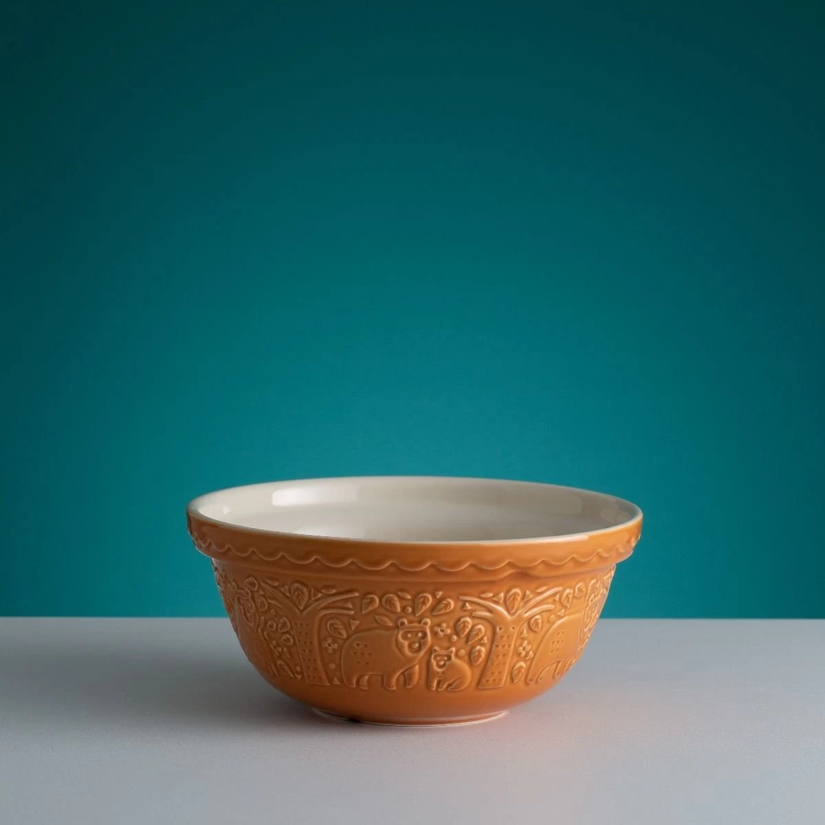 Mason Cash In The Forest S24 (2.15 Qt) Embossed Mixing Bowl | Bear (Ochre) - Image 2