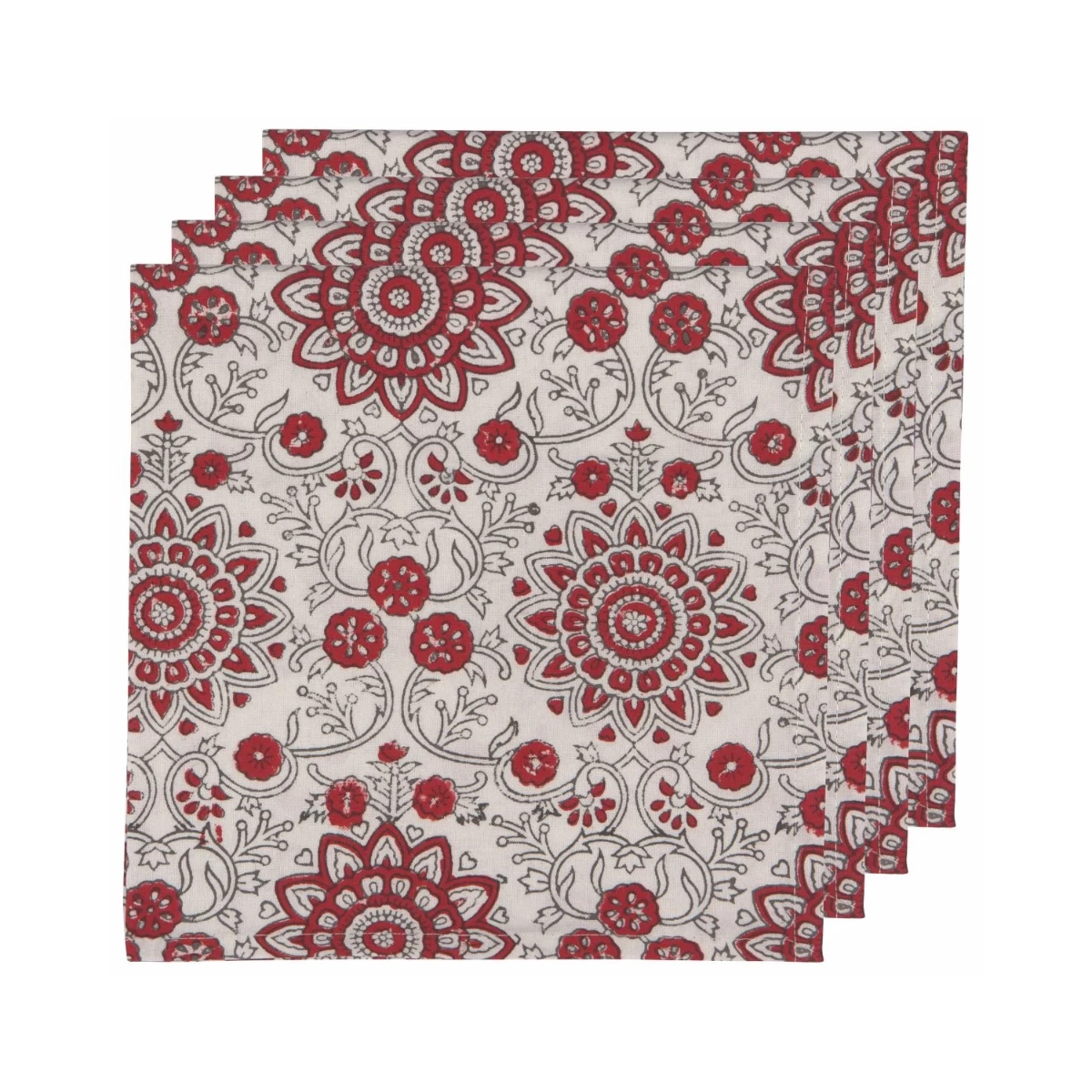 Danica Heirloom 18" Block Print Napkins (Set Of 4) | Passionflower