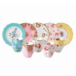 Royal Albert 100 Years 1950-1990 10-Piece Set | Festival, Golden Rose, Poppy, Rose Blush & Bouquet